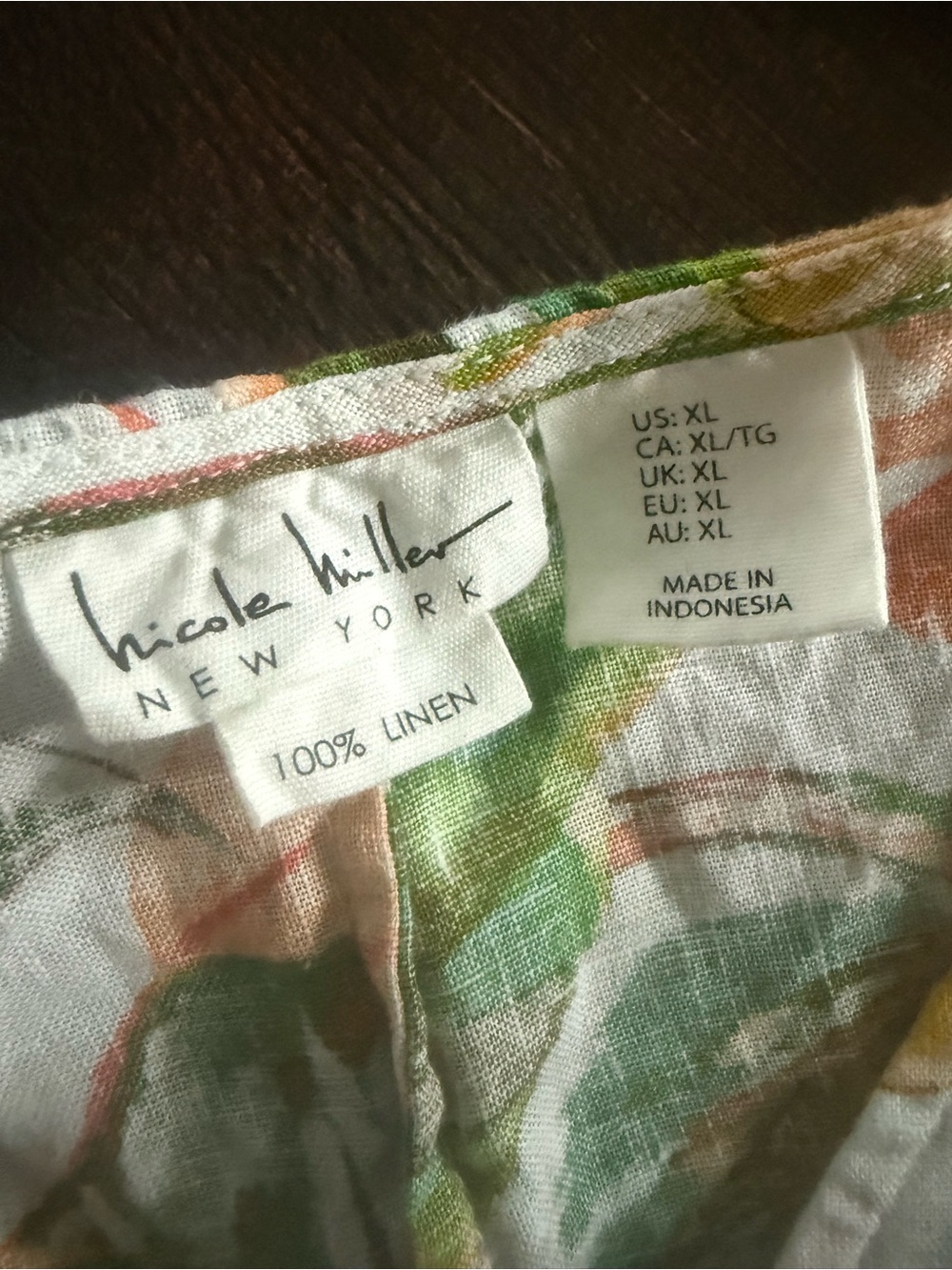 Nicole Miller White Tropical Floral Mini Dress with Green and Orange Leaves - Picture 2 of 3